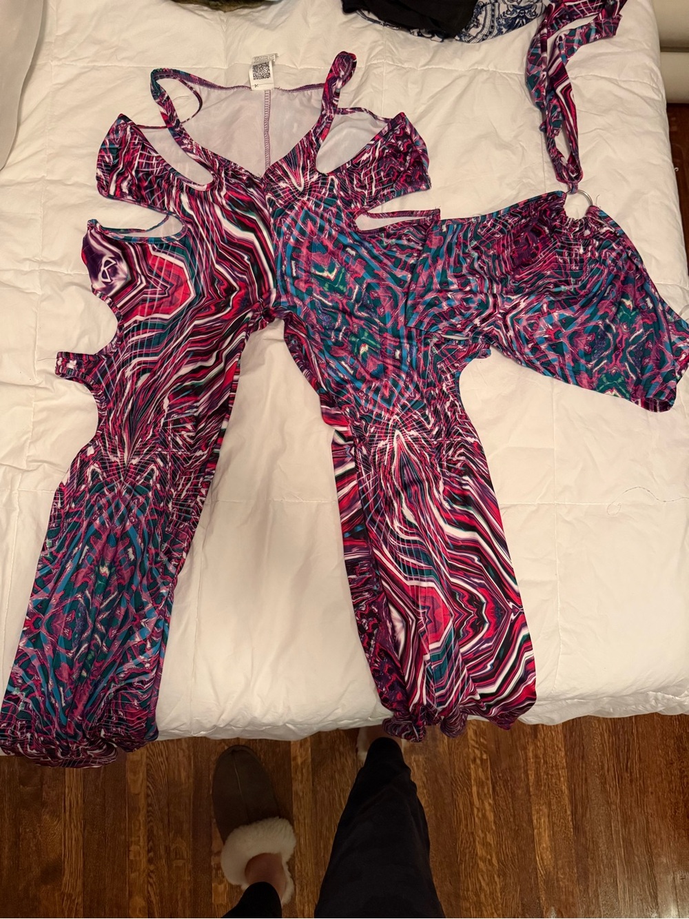 Women’s Pink & Teal Patterned Two Piece Jumpsuit